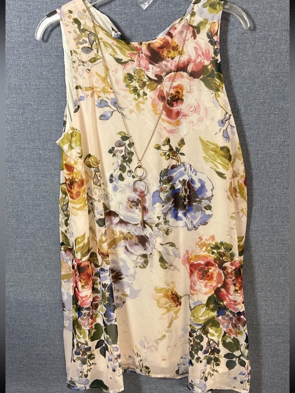 Robert Louis Floral Shift Dress in Ivory with Pink, Blue & Green